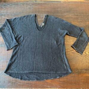 Vince charcoal woven linen V-Neck Sweater, womens size S